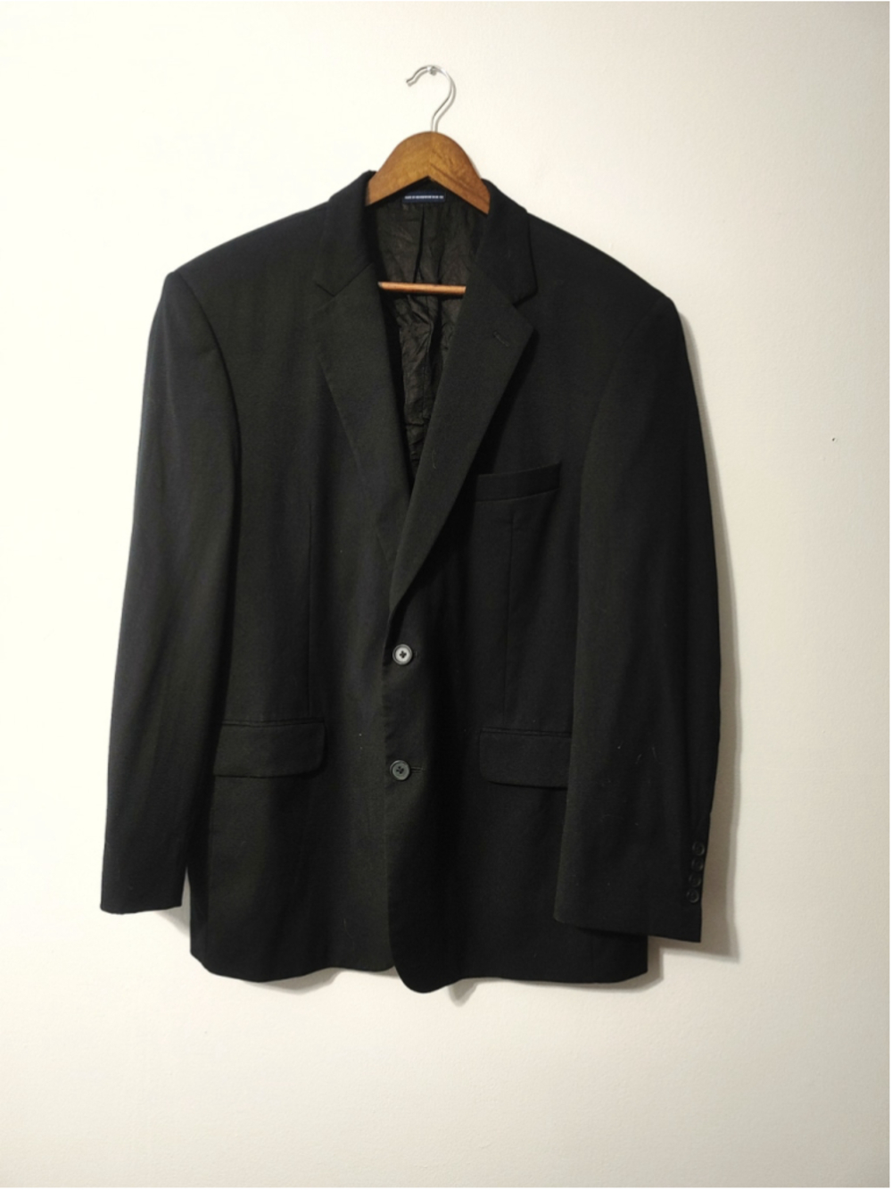 Men's Stafford Classic Fit Wool Sport Coat Blazer Black Size 44R